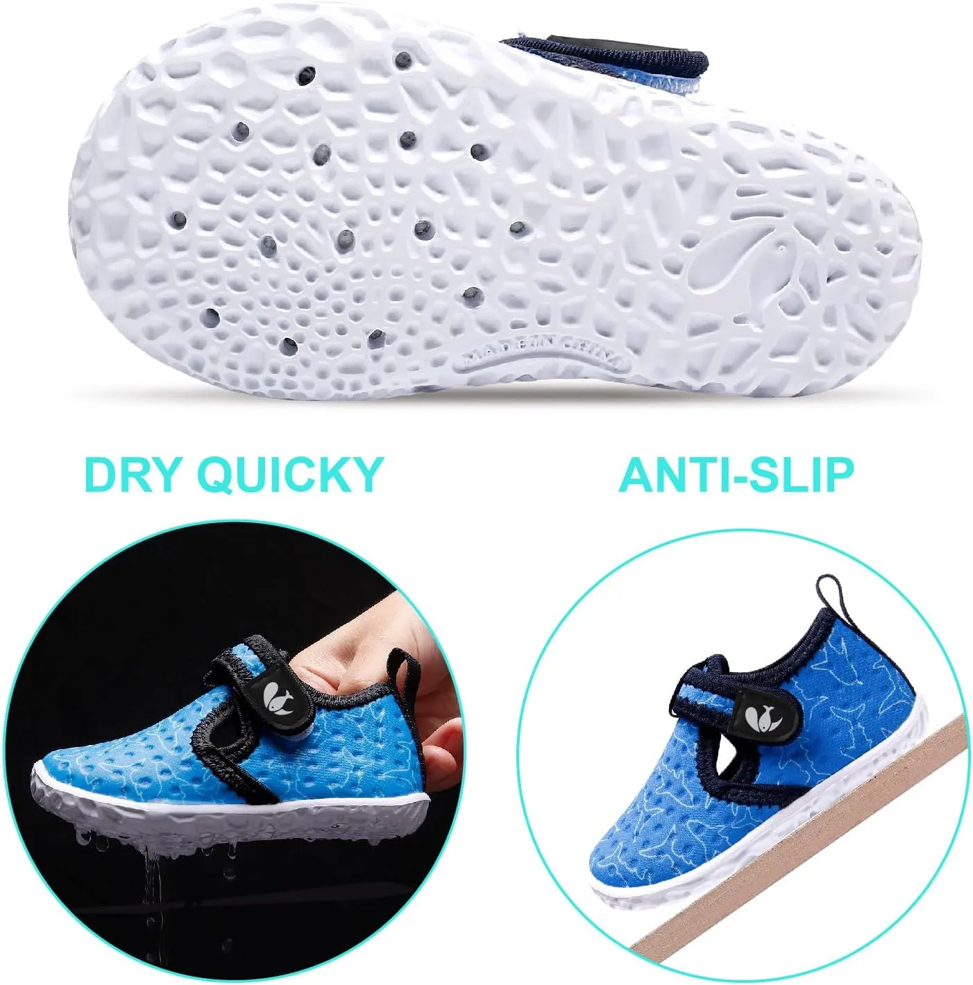 FEETCITY Boys Girls Water Shoes Kids Aqua Socks Quick Dry Barefoot for Beach Swimming Pool