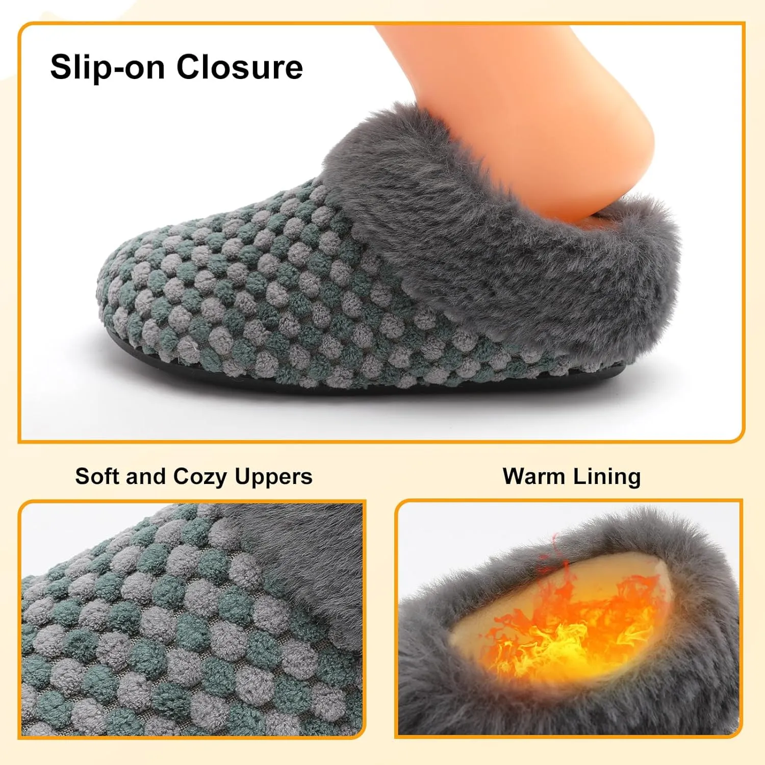 FEETCITY Toddler Slippers - Slip On Shoes for Girls & Boys, Lightweight & Warm Indoor Walking Shoes
