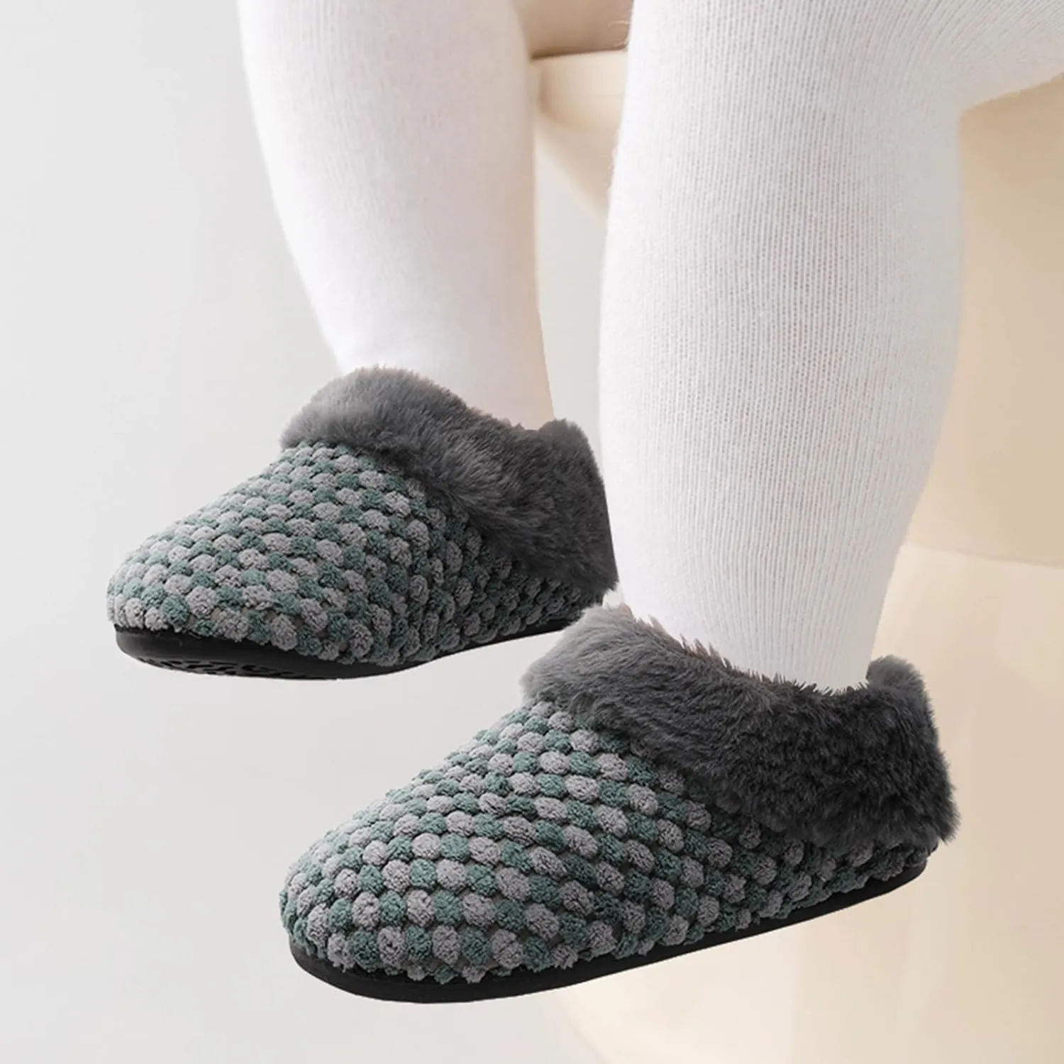 FEETCITY Toddler Slippers - Slip On Shoes for Girls & Boys, Lightweight & Warm Indoor Walking Shoes