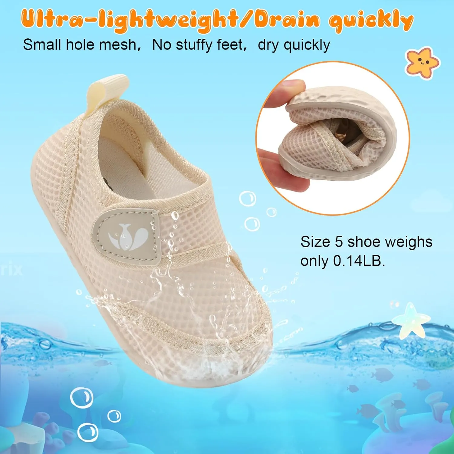 FEETCITY Toddler Water Shoes Boys Girls Swim Shoes Quick Dry Kids Aqua Socks Barefoot for Beach Swimming Pool