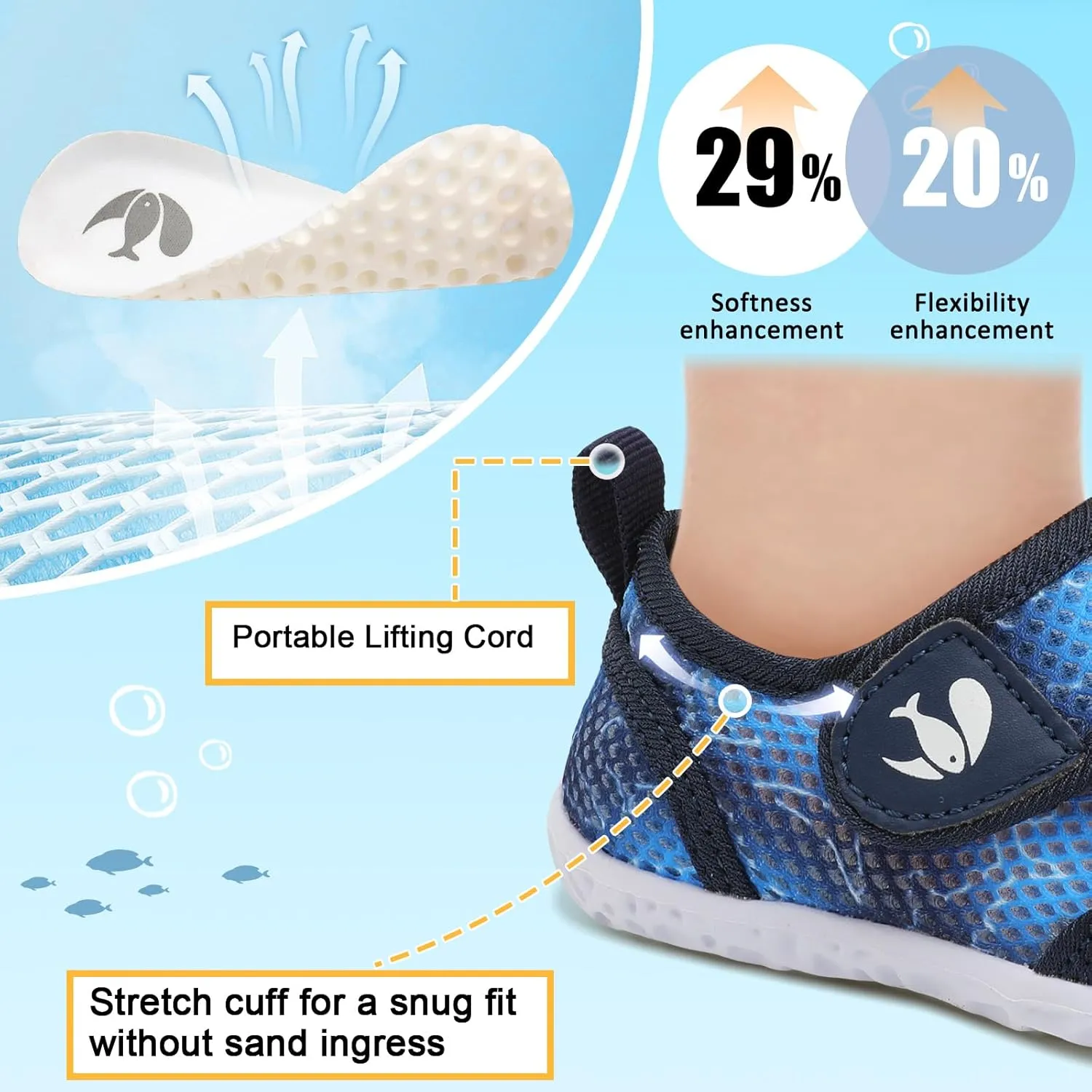 FEETCITY Toddler Water Shoes Boys Girls Swim Shoes Quick Dry Kids Aqua Socks Barefoot for Beach Swimming Pool