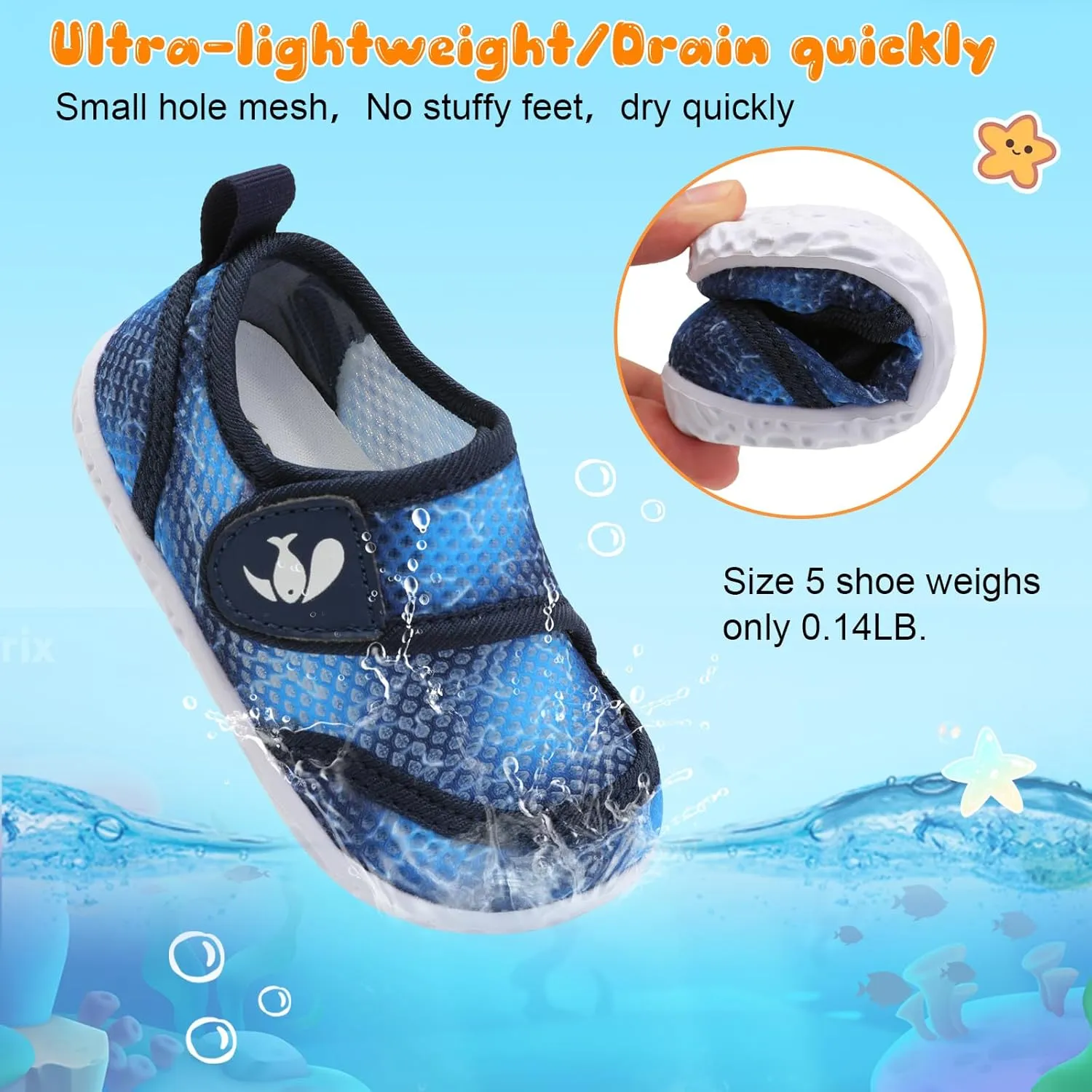 FEETCITY Toddler Water Shoes Boys Girls Swim Shoes Quick Dry Kids Aqua Socks Barefoot for Beach Swimming Pool