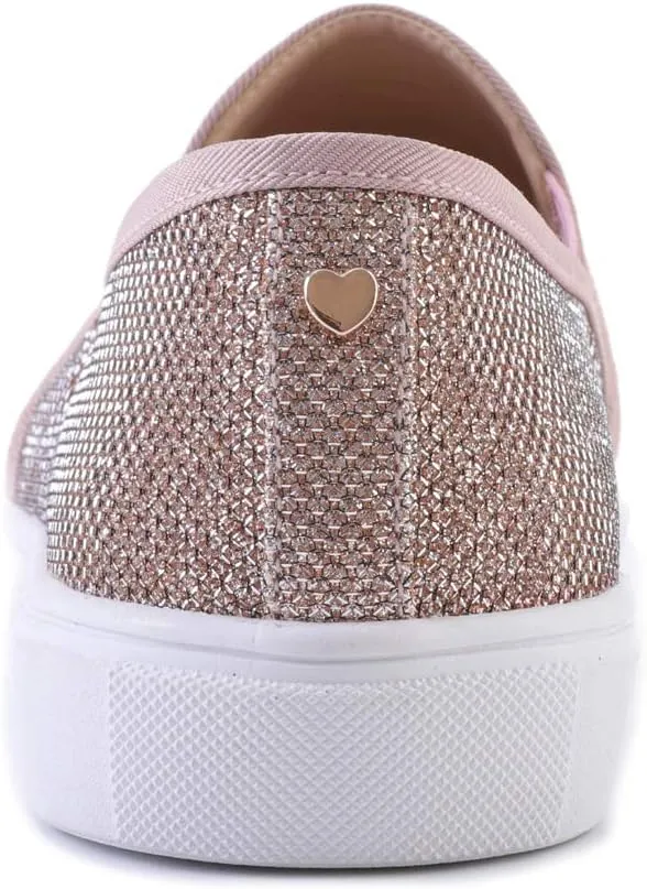 FEVERSOLE Women's Fashion Shiny Soft Slip On Sneaker Sparkle Casual Comfort Loafers