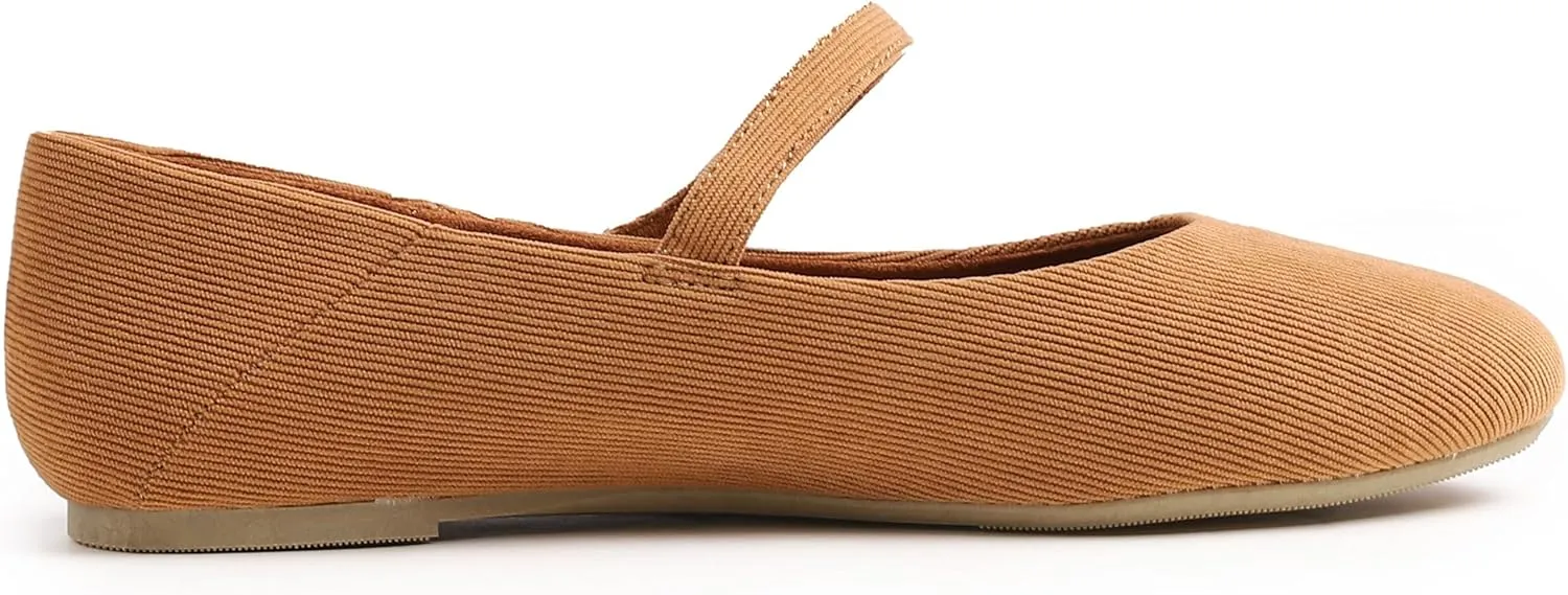 FEVERSOLE Women's Mary Jane Fashion Round Toe Easy Buckle Slip On Flats