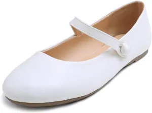 FEVERSOLE Women's Mary Jane Fashion Round Toe Easy Buckle Slip On Flats