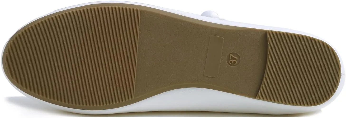 FEVERSOLE Women's Mary Jane Fashion Round Toe Easy Buckle Slip On Flats