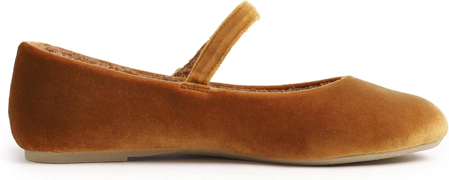 FEVERSOLE Women's Mary Jane Fashion Round Toe Easy Buckle Slip On Flats