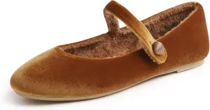 FEVERSOLE Women's Mary Jane Fashion Round Toe Easy Buckle Slip On Flats