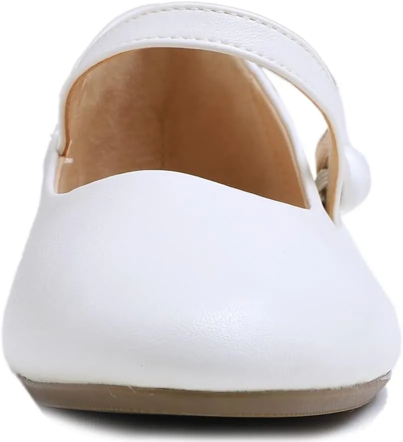 FEVERSOLE Women's Mary Jane Fashion Round Toe Easy Buckle Slip On Flats
