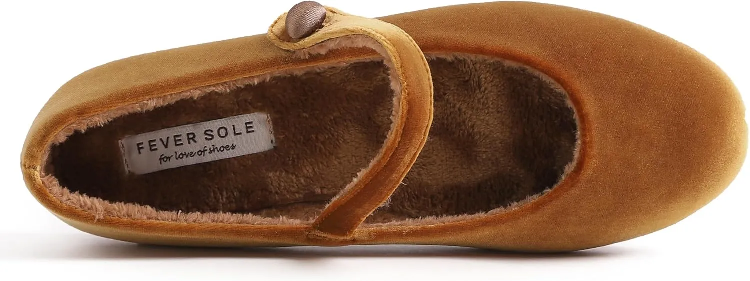 FEVERSOLE Women's Mary Jane Fashion Round Toe Easy Buckle Slip On Flats