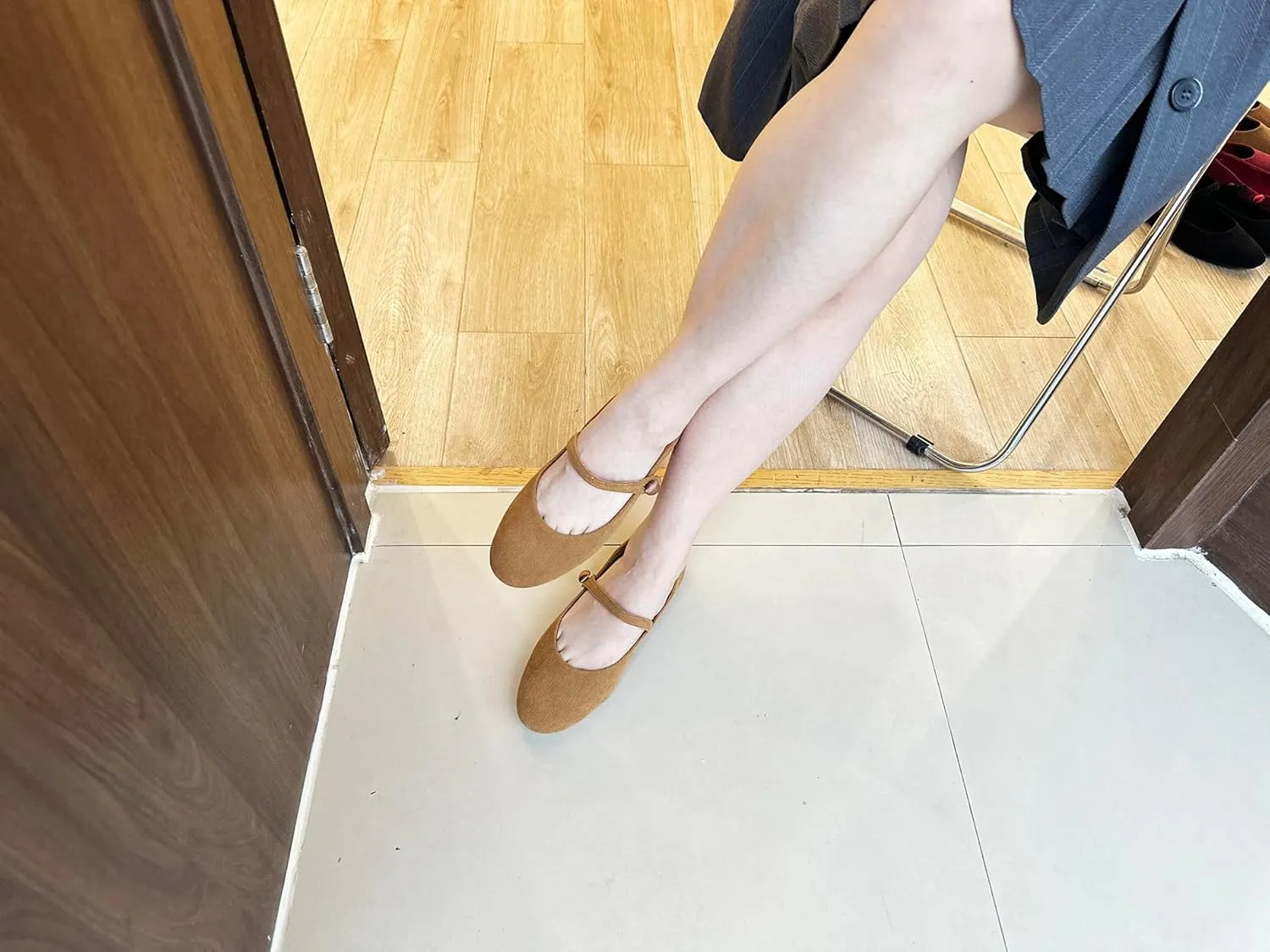 FEVERSOLE Women's Mary Jane Fashion Round Toe Easy Buckle Slip On Flats