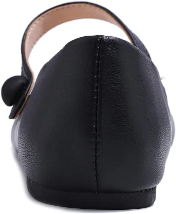 FEVERSOLE Women's Mary Jane Fashion Round Toe Easy Buckle Slip On Flats