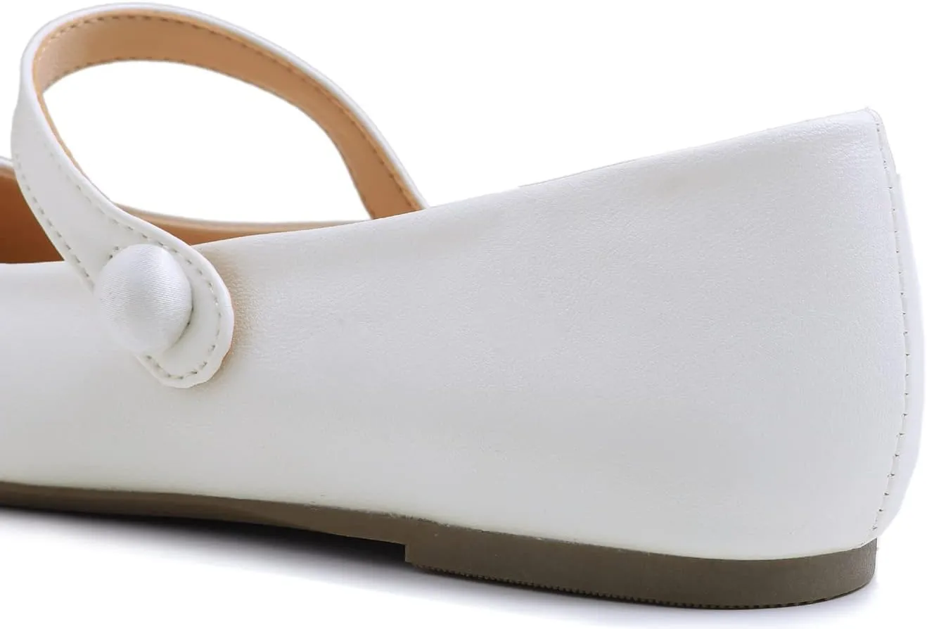 FEVERSOLE Women's Mary Jane Fashion Round Toe Easy Buckle Slip On Flats