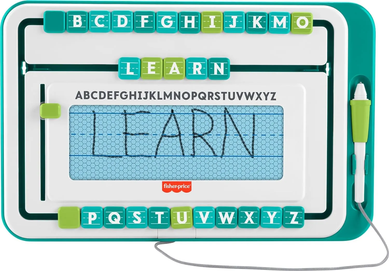 Fisher-Price Preschool Learning Toy Alpha Slide Writer Magnetic Drawing & Writing Tablet with Letter Tracing Tiles for Kids Ages 3  Years