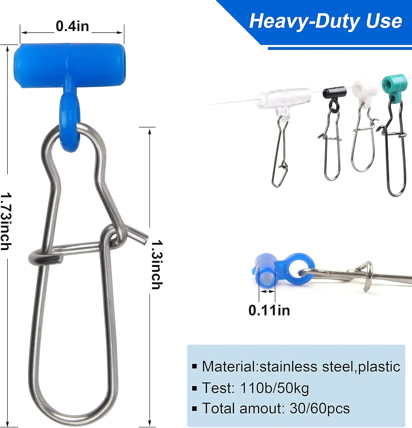Fishing Sinker Slides High-Strength Braid Line Sinker Sliders with Duo-Lock Snap Saltwater Heavy Duty Sinker Weights Connector for Catfish Striper Surf Fishing Rig
