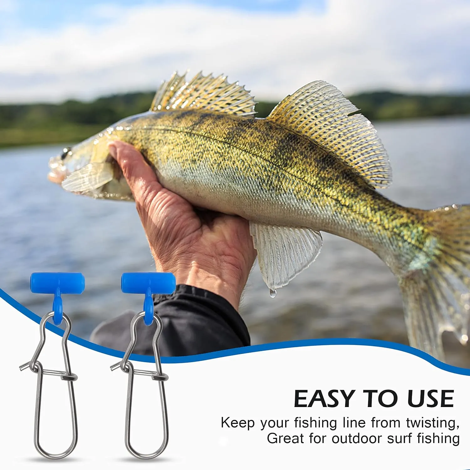 Fishing Sinker Slides High-Strength Braid Line Sinker Sliders with Duo-Lock Snap Saltwater Heavy Duty Sinker Weights Connector for Catfish Striper Surf Fishing Rig