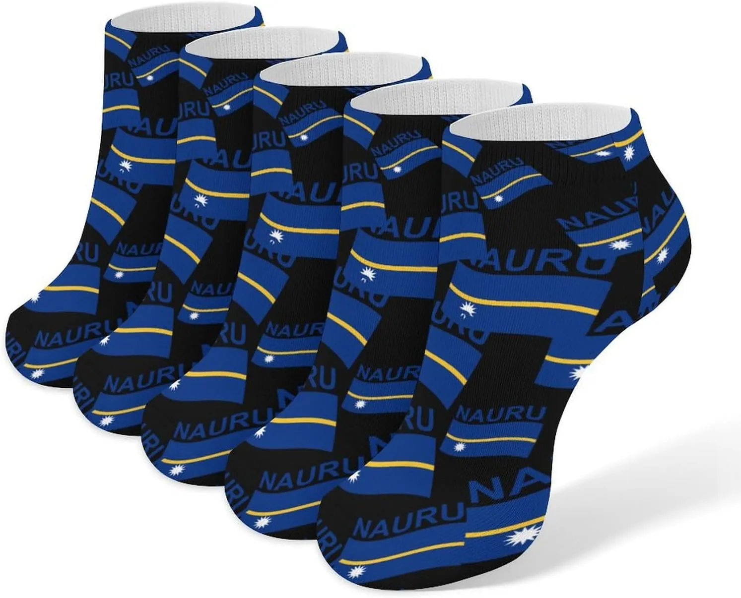 Flag of Nauru Ankle No Show Socks Soft Loafer Socks Low Cut Non Slip Flat Sock 5 PC