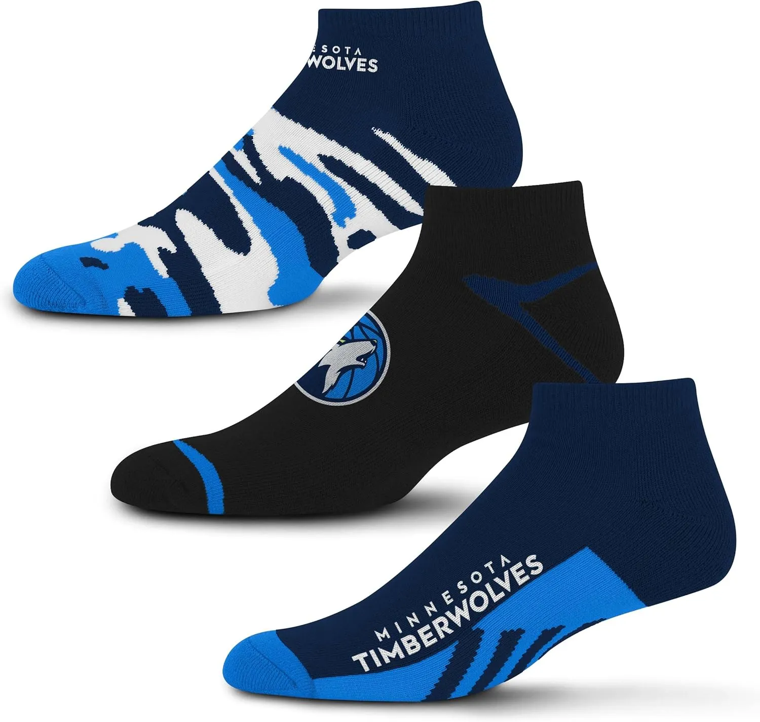 For Bare Feet Men's NBA Camo Boom 3 Pack Socks Large