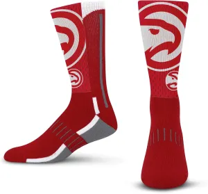For Bare Feet Men's NBA Logo Zoom Mesh Secondary Color Crew Sock Large