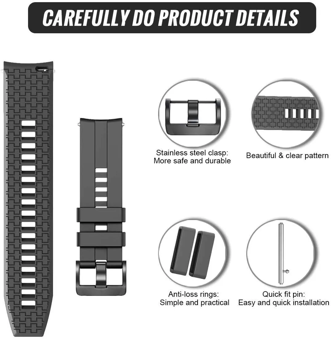 For Galaxy Watch 46mm Watch 3 45mm/ For Huawei GT/GT 2(46mm) Watch Band, 22mm Silicone Straps Watch Band Accessory