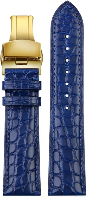 For luxurious wristband Crocodile strap Soft Blue leather watchband Butterfly Clasp 18 20mm 22mm Men Wrist Band