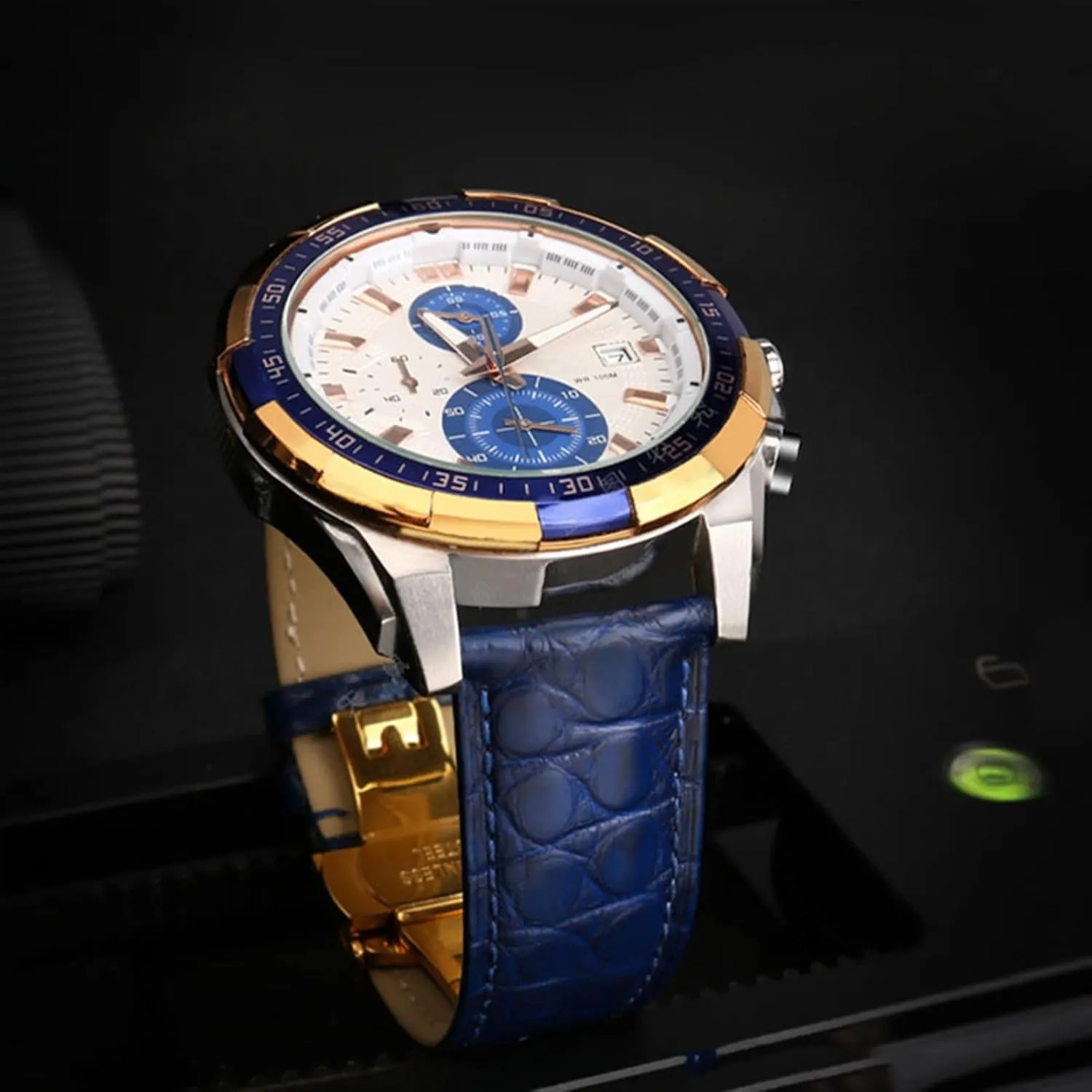 For luxurious wristband Crocodile strap Soft Blue leather watchband Butterfly Clasp 18 20mm 22mm Men Wrist Band