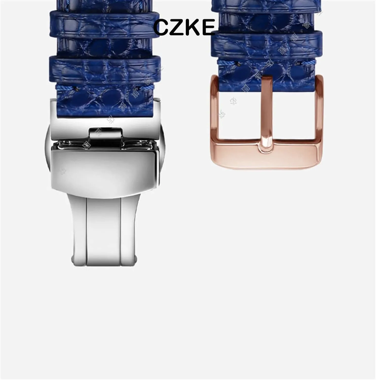 For luxurious wristband Crocodile strap Soft Blue leather watchband Butterfly Clasp 18 20mm 22mm Men Wrist Band