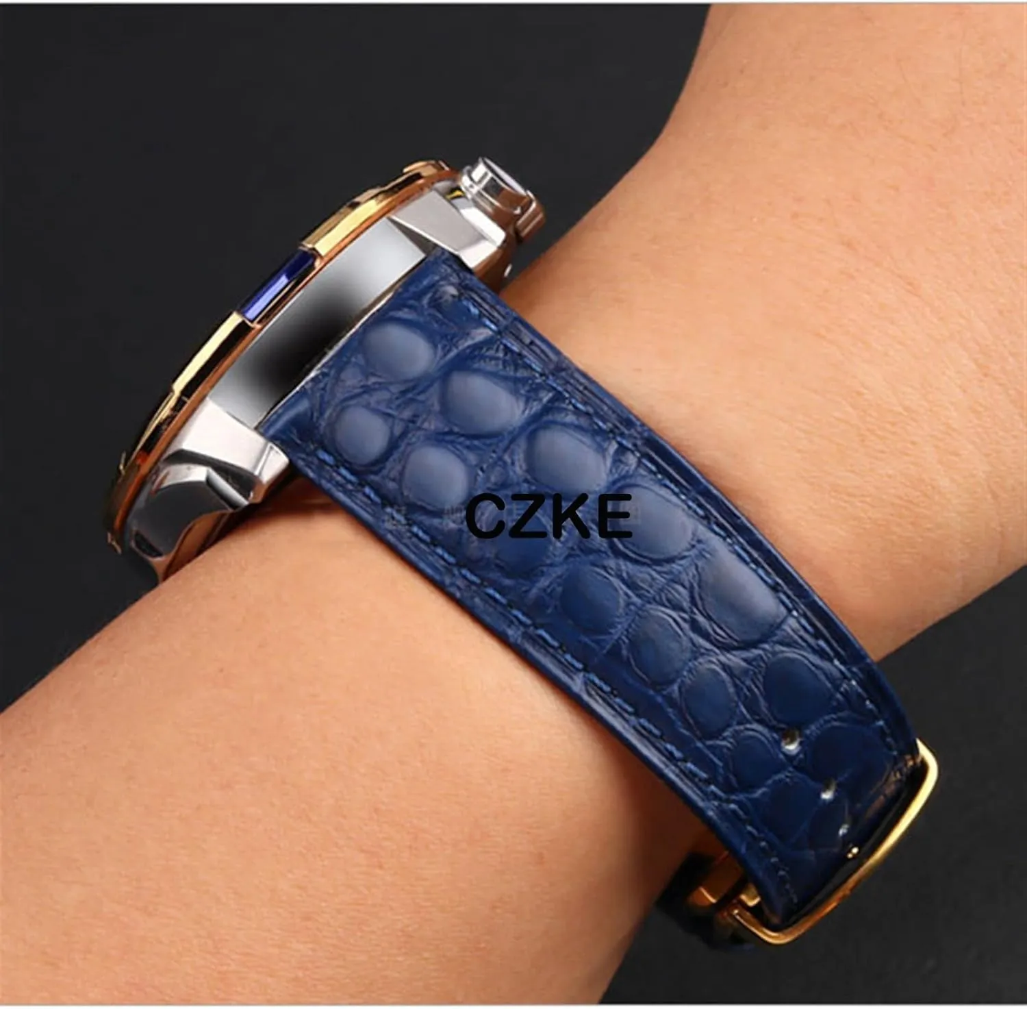 For luxurious wristband Crocodile strap Soft Blue leather watchband Butterfly Clasp 18 20mm 22mm Men Wrist Band