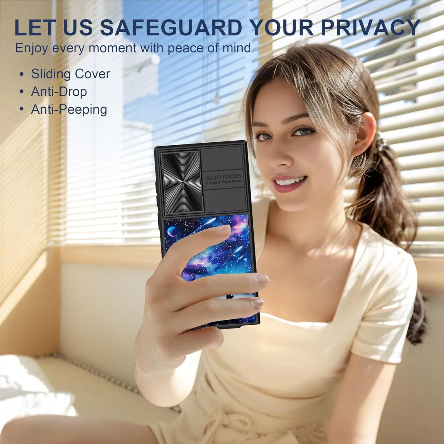 for Samsung Galaxy S25 Ultra Case with Astral Cat, Metal Slide Camera Cover, Screen Protector, Anti-Peeping Privacy Safeguard, Camera Lens Protector Phone Case for Samsung S25 Ultra 5G