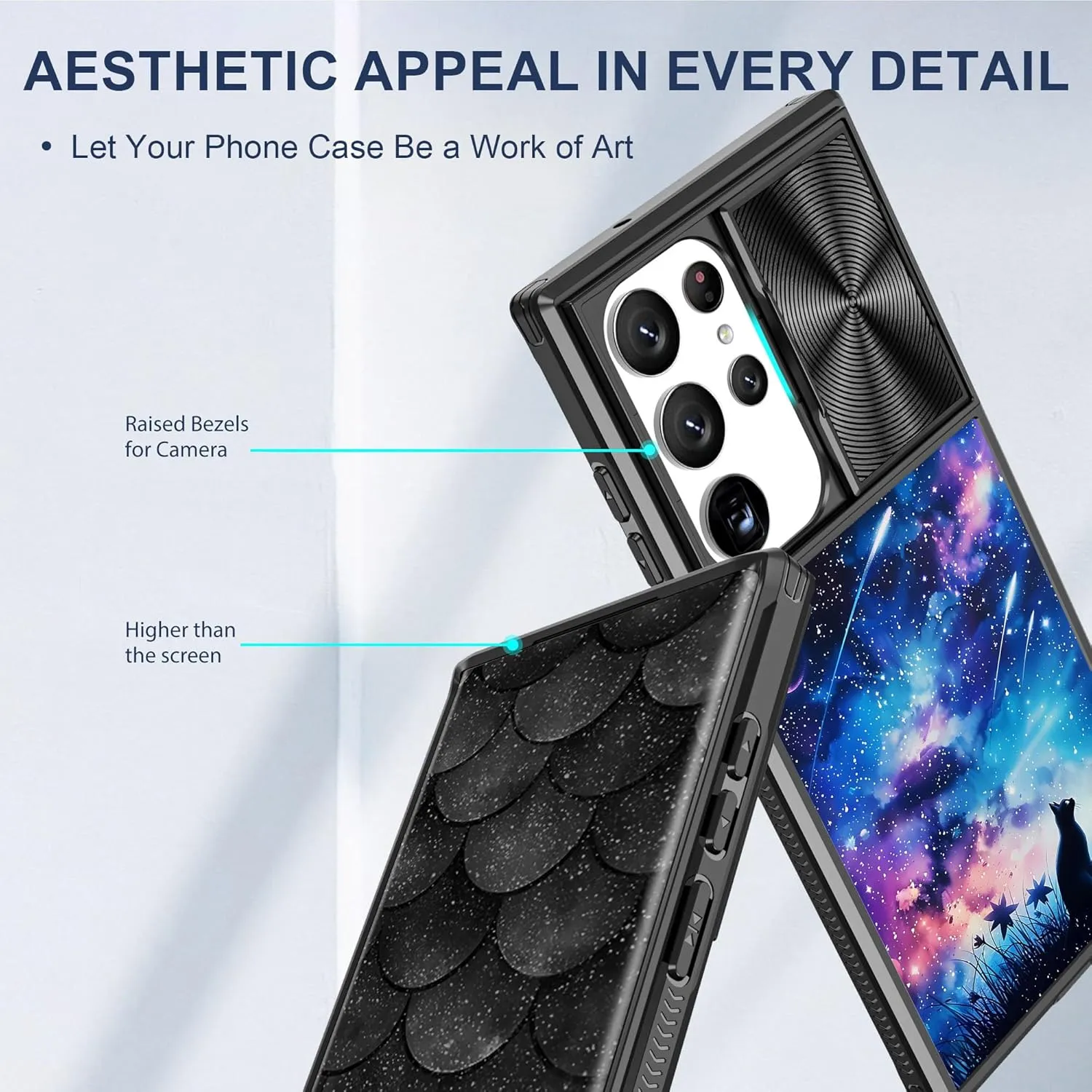 for Samsung Galaxy S25 Ultra Case with Astral Cat, Metal Slide Camera Cover, Screen Protector, Anti-Peeping Privacy Safeguard, Camera Lens Protector Phone Case for Samsung S25 Ultra 5G