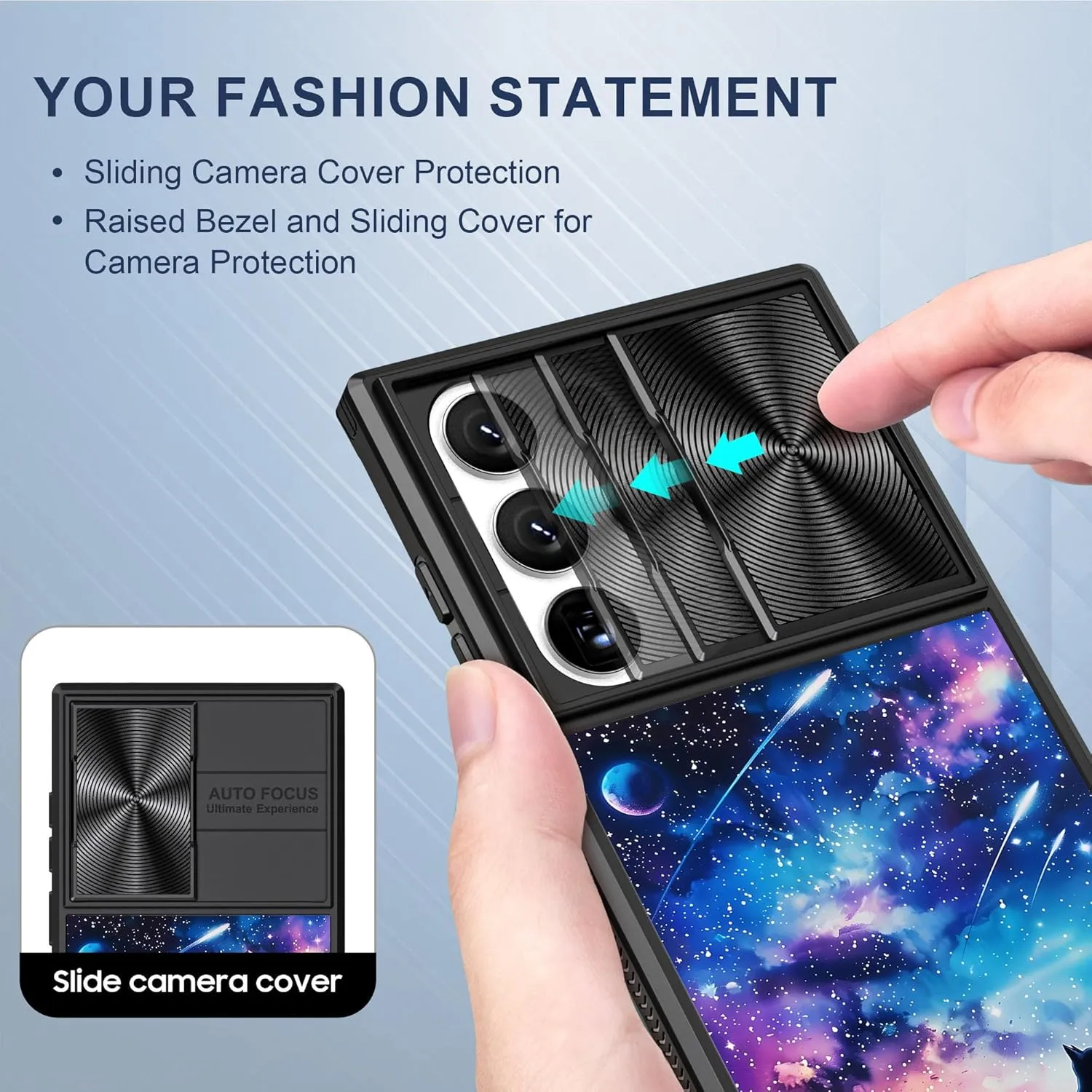 for Samsung Galaxy S25 Ultra Case with Astral Cat, Metal Slide Camera Cover, Screen Protector, Anti-Peeping Privacy Safeguard, Camera Lens Protector Phone Case for Samsung S25 Ultra 5G