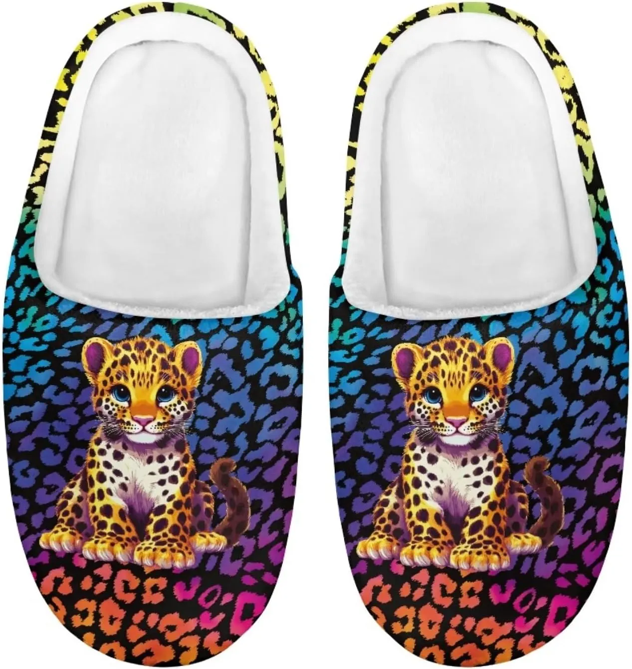 Forchrinse Hawaiian Red Hibiscus Palm Kids Slippers Boys Girls House Slippers Plush Non Slip Indoor Clog Slippers Soft Slip on Warm Slippers