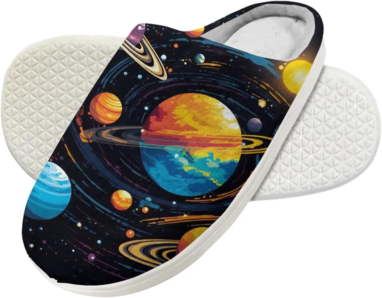 Forchrinse White Music Note Kids Slippers for Boys Girls Plush House Slippers Memory Foam SLip on Shoes Warm Fuzzy Slippers for Fall Winter Indoor
