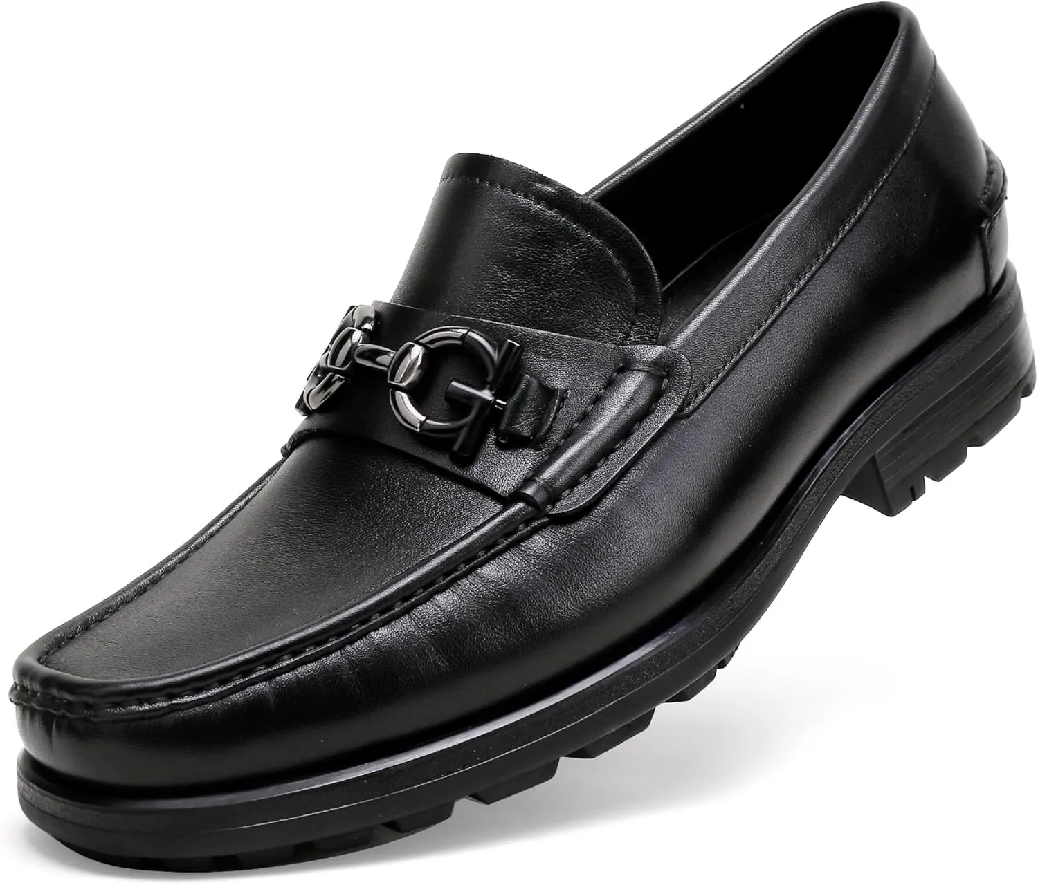 Formal Dress Shoes for Men, Premium Buckle Moc-Toe Business Shoes Casual Slip-on Penny Loafer