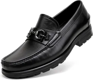 Formal Dress Shoes for Men, Premium Buckle Moc-Toe Business Shoes Casual Slip-on Penny Loafer