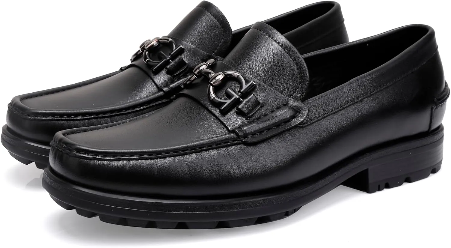 Formal Dress Shoes for Men, Premium Buckle Moc-Toe Business Shoes Casual Slip-on Penny Loafer