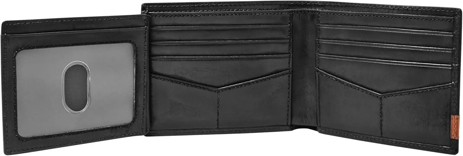 Fossil Men's Quinn Leather Bifold with Flip ID Wallet, Black, (Model: ML3644001)