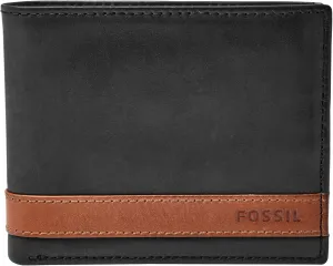 Fossil Men's Quinn Leather Bifold with Flip ID Wallet, Black, (Model: ML3644001)