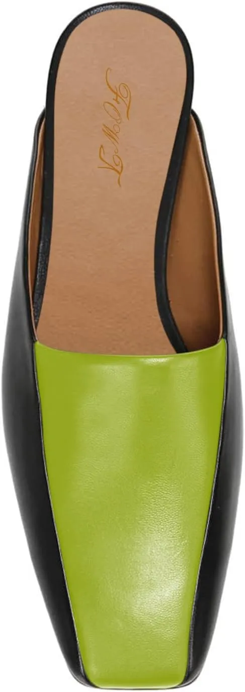 FOWT Women’s Closed Square Toe Loafers Slingback Wide Width Loafer Solid Color Low Heels Flats Mules Backless Slip On Comfort Driving Office Loafer Shoes Size 4 US