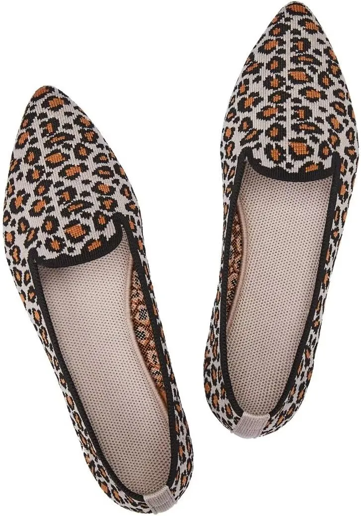 Frank Mully Women's Casual Loafer Flats Slip On Loafer Shoes Comfortable Knit Flat Shoes Classics Pointy Toe Loafer Flats,for Work,Travel