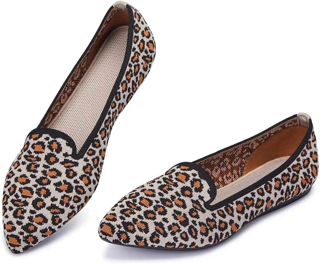 Frank Mully Women's Casual Loafer Flats Slip On Loafer Shoes Comfortable Knit Flat Shoes Classics Pointy Toe Loafer Flats,for Work,Travel