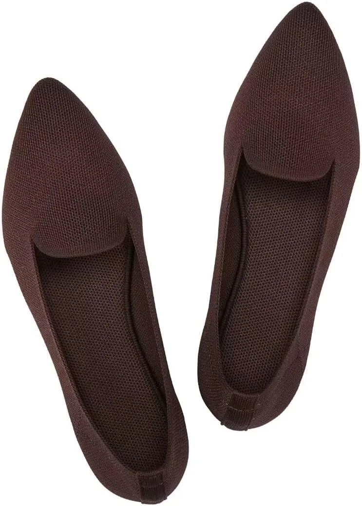 Frank Mully Women's Casual Loafer Flats Slip On Loafer Shoes Comfortable Knit Flat Shoes Classics Pointy Toe Loafer Flats,for Work,Travel
