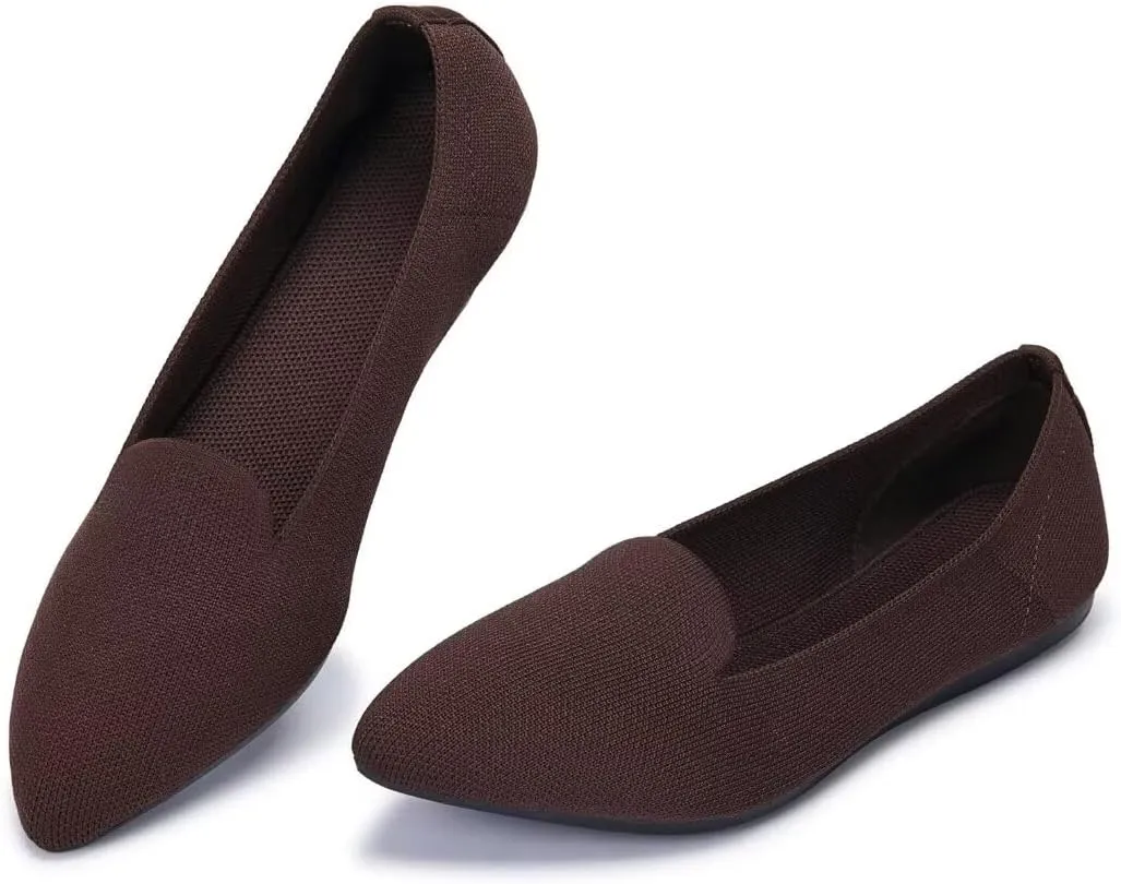 Frank Mully Women's Casual Loafer Flats Slip On Loafer Shoes Comfortable Knit Flat Shoes Classics Pointy Toe Loafer Flats,for Work,Travel