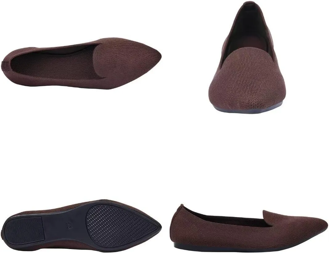 Frank Mully Women's Casual Loafer Flats Slip On Loafer Shoes Comfortable Knit Flat Shoes Classics Pointy Toe Loafer Flats,for Work,Travel