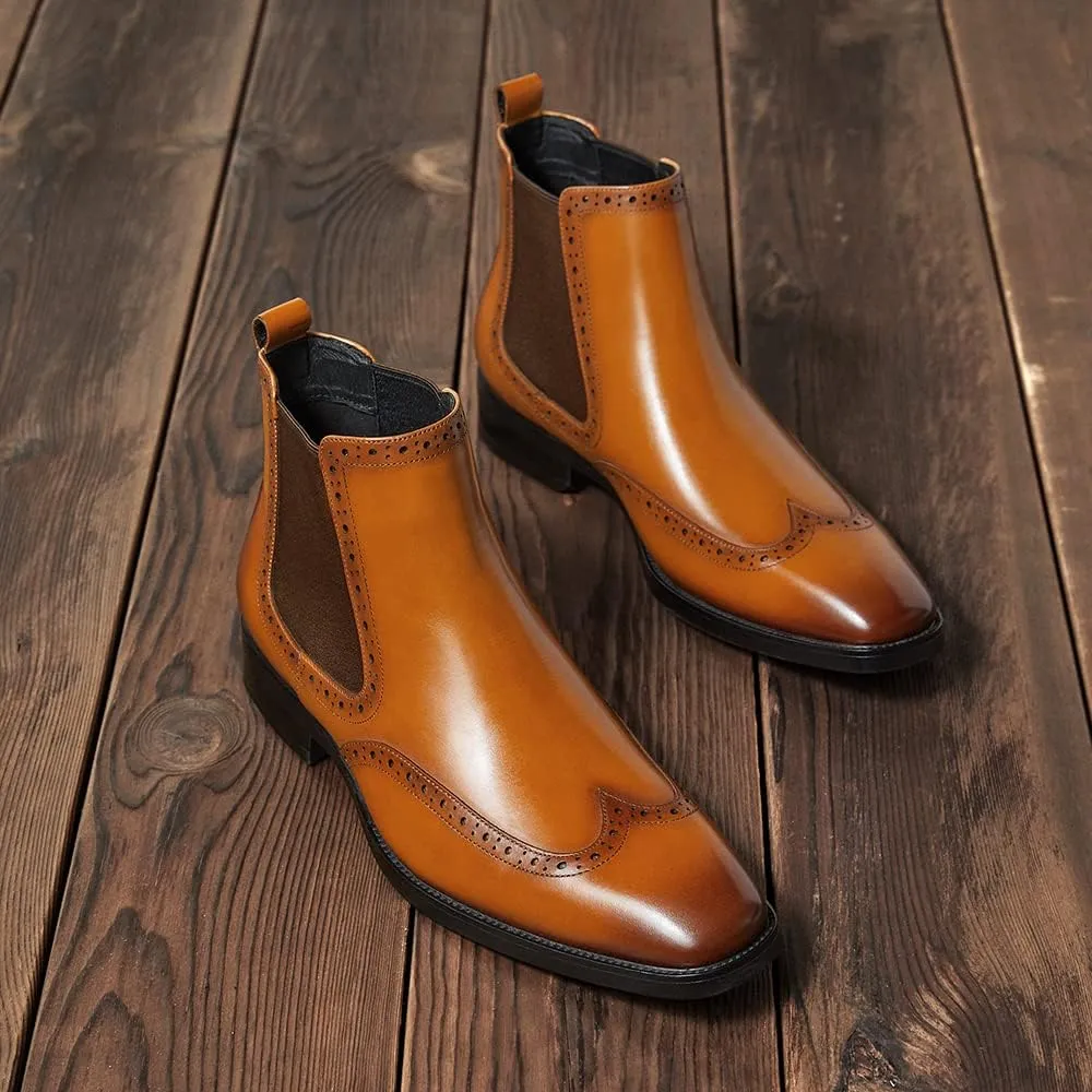 FRASOICUS Men's Chelsea Boots Mens Genuine Leather Dress Boots