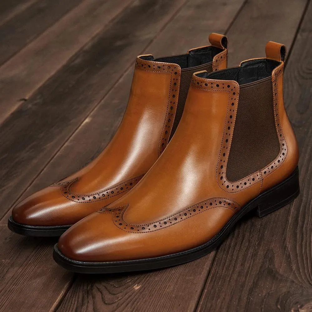 FRASOICUS Men's Chelsea Boots Mens Genuine Leather Dress Boots