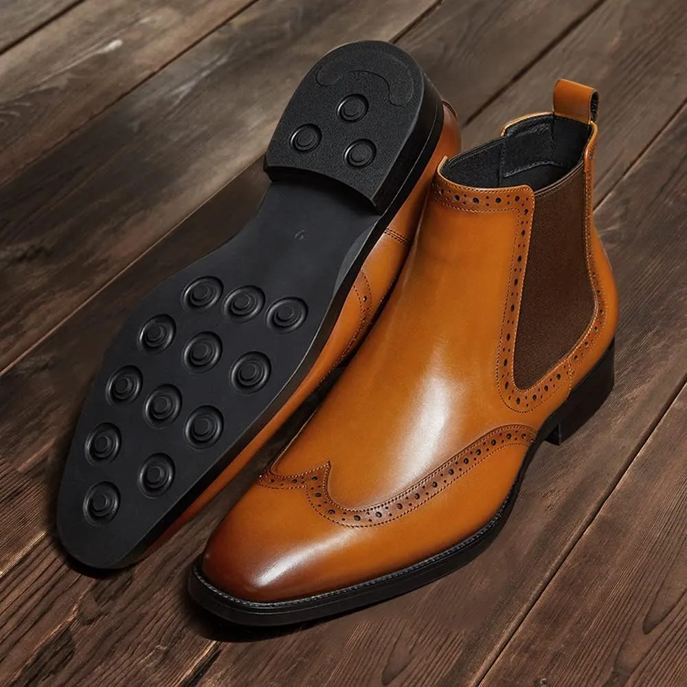 FRASOICUS Men's Chelsea Boots Mens Genuine Leather Dress Boots