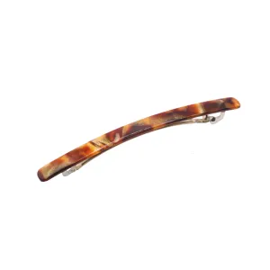 French Amie Long and Thin Caramel Large 4” Handmade Celluloid Automatic Sleek Hair Clip Barrette for Women and Girls (Caramel)
