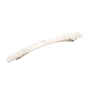 French Amie Long and Thin Frost White Large 4” Handmade Celluloid Automatic Hair Clip Barrette for Women and Girls (Frost White)
