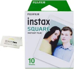 Fujifilm Instax Square Instant Film - 10 Exposures - for use with The Fujifilm instax Square Instant Camera   Quality Photo Microfiber Cloth